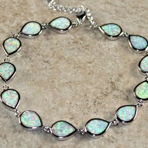 White Fire Opal Teardrop Bracelet